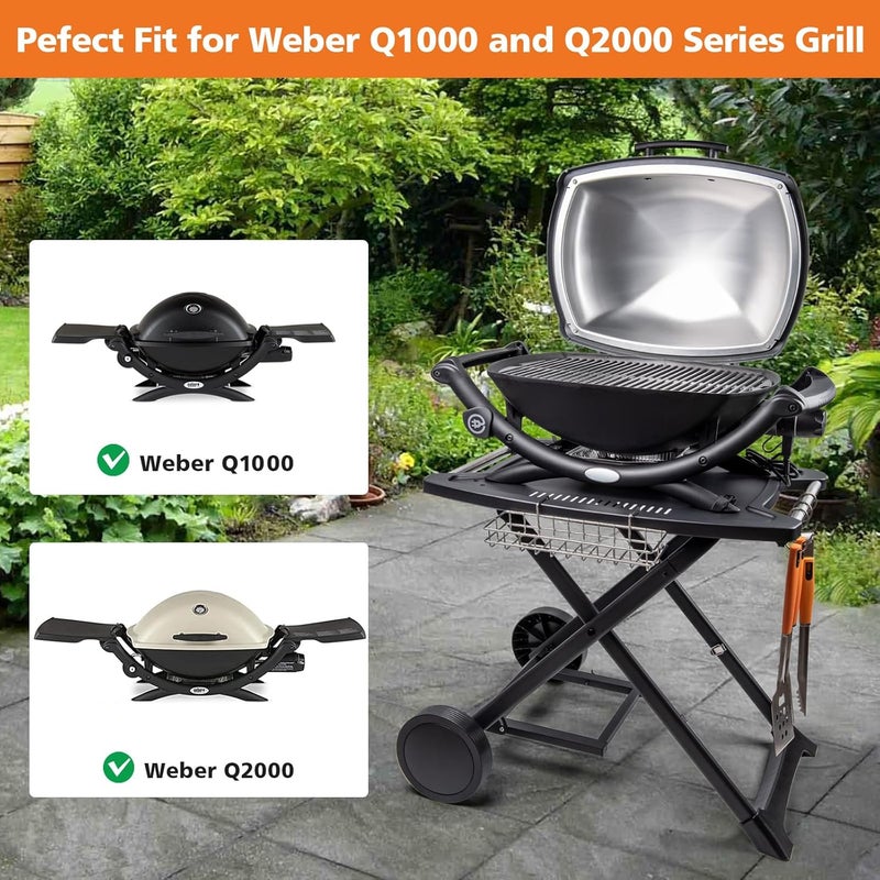 Broil-X عربة محمولة لويبر Q1200، Q1000، Q2200، Q2000، Q2400، عربة قابلة للطي للشواء في الهواء الطلق، حامل محمول لشوايات الغاز من سلسلة ويبر Q وسلسلة نينجا وودفاير OG700 - Image 2